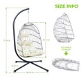 thumbnail image 3 of Egg Chair Outdoor Indoor with Stand, Hanging Egg Swing Chair and Wicker Egg Chair with Cushion, Adjustable Egg Chair, Egg-Shaped Seating for Porch Bedroom and Outdoor Grden, White, 3 of 6