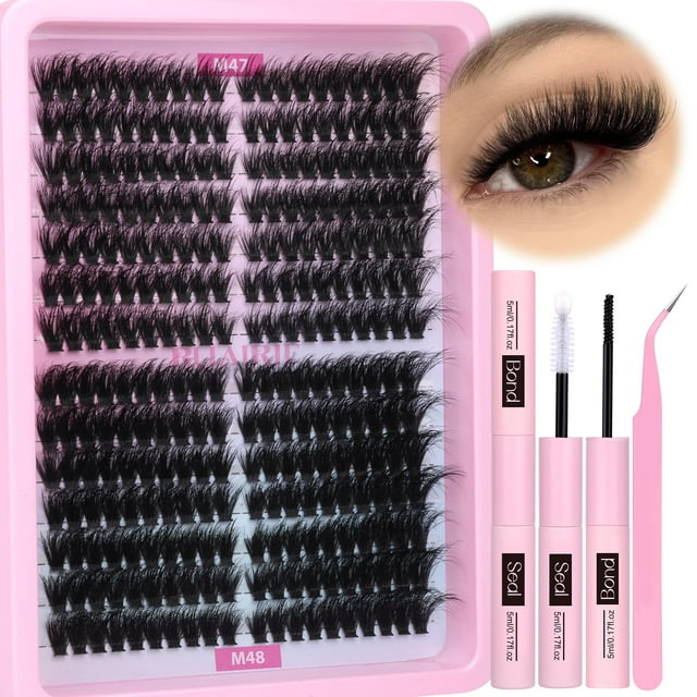 Kit de extensión de pestañas Ruairie Full Lash Clusters 280 piezas 100D/150D