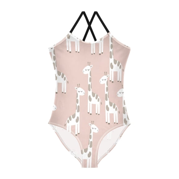 BZSMCE One-Piece Swimsuit with Crisscross Strapsアニメ　キリン柄 Pattern