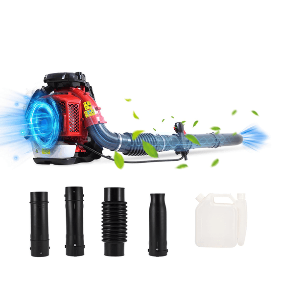 Floseru Gas Powered Backpack Leaf Blower – 80CC 2-Stroke Engine, 900 CFM & 206 MPH for Heavy Duty Commercial Lawn Care, Wet Leaf & Debris Removal