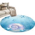 thumbnail image 2 of Fantasy Color Nut Round Living Room Rugs 3.3 ft, Dreamy Blue Starfish Coral Sea Ocean Life Washable Area Rug with Non-Slip Sturdy Edge Binding Round Front Door Mat Floor Carpet for Entryway, 2 of 9