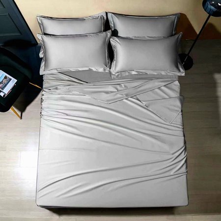 EcoCool Bamboo Bliss 6-Piece Bed Sheet Set - 1800 Thread Count, 16" Deep Pockets, Soft & Comfortable, Grey - Sustainable Luxury Bedding