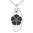 thumbnail image 1 of Stainless Steel Akechi Samurai Crest Engraved Small Oval Charm Pendant Necklace, 1 of 1
