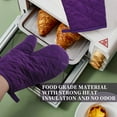 thumbnail image 2 of 1 Paire Cuisine Artisanat Résistant à la Chaleur Coton Four Gant Pot Titulaire Cuisson Cuisson Mitaines Violet, 2 of 5