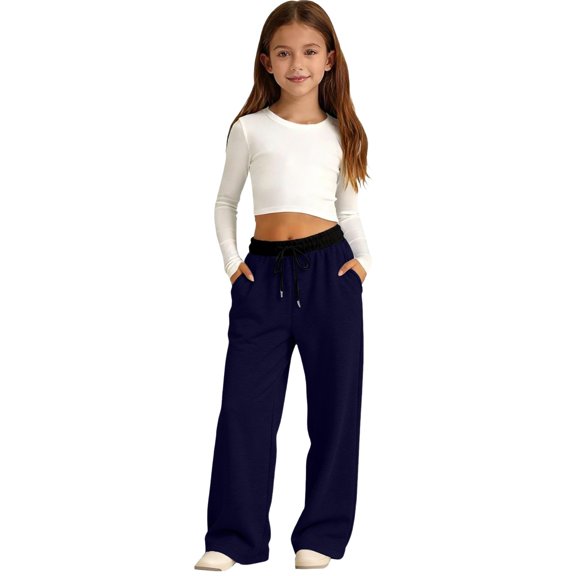 Baggy Sweatpants Boys Wide Leg Sweat Pants Fleece Athletic Workout Kids Clothes Boy Joggers with Pocket and Drawstring Bottom