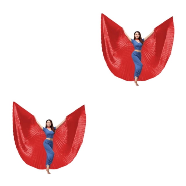 Bewildely Belly Dance Wing Disfraces para adultos Profesional para actuaciones Fiestas Rojo 2Conjunto