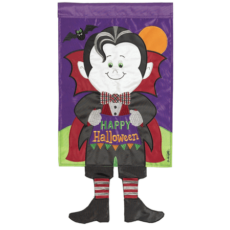 Magnolia Gardens M011496 13 x 18 in. Happy Halloween Dracula Double Applique Garden Flag