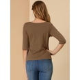 thumbnail image 5 of DARING DIVA Women's Elbow Sleeves Boat Neck Slim Fit Classic Tee M Brown, 5 of 6