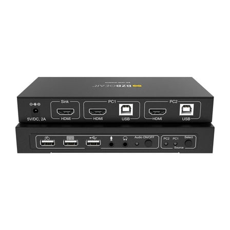 BZBGEAR 2x1 4K UHD KVM Switcher with USB 2.0 Ports for Peripherals and Audio Support