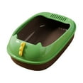 thumbnail image 1 of Caja de arena para gatos Bandeja de arena para mascotas Retrete profundo Fácil limpieza Sartén grande Orinal Inodoro para s Hámsters Gatitos Base Marrón42X28X16CM Yinane Bandeja de arena para gatos, 1 of 8