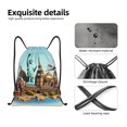 thumbnail image 4 of Xecao Iconic Global Landmarks Pattern Sports Drawstring Backpack - String Swim Gym Bag with Wet Proof Pocket for Women&Men-Small, 4 of 6