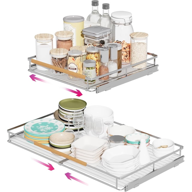Expandable Pull Out Cabinet Organizer Slide Out Drawers for Kitchen Cabinets .~.&#;W x .&#;&#;D Pull Out Drawers for Kitchen Cabinets