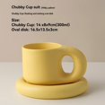 thumbnail image 1 of 1 Cup, 1 Plate Coffee Mug Creative Handmade Fat Handle Mug Ceramic Coffee Mug Cup Oval Plate Personalized Ceramic Cup Saucer For Coffee Tea Milk Cake Home Decor Yellow, 1 of 7