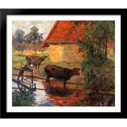 Watering place 34x28 Large Black Wood Framed Print Art by Paul Gauguin