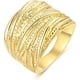 thumbnail image 3 of Anillo llamativo cruzado entrelazado de 2 tonos, anillos gruesos de moda para mujer, anillos de dedo índice ancho chapados en oro negro, plata y oro rosa, joyería de disfraz, 3 of 4