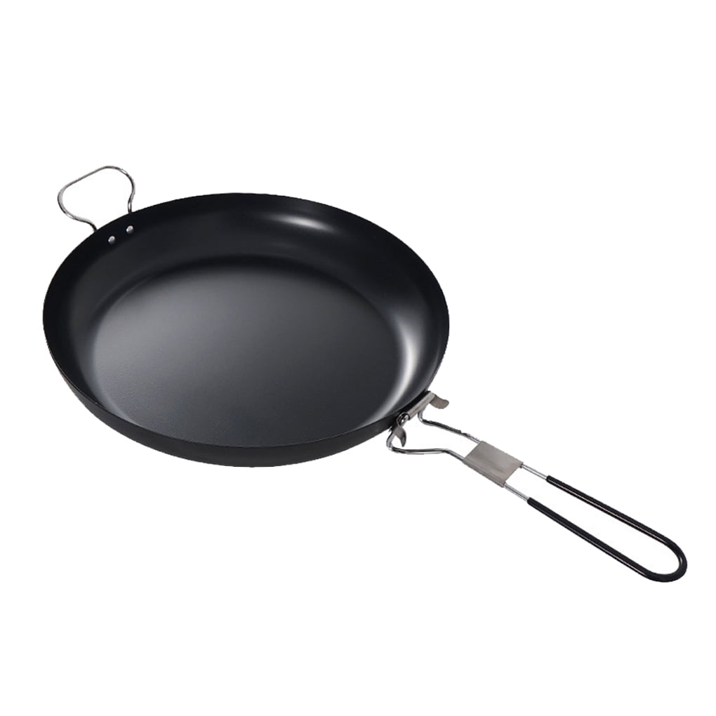 Portable Non-Stick Grill Pan,with Wooden Folding Handles,Indoor Rectangle  Frying Pan,Cooking Equipment for Outdoor Camping,Hiking,Picnic,BBQ