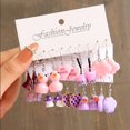 thumbnail image 3 of Juego de pendientes de pato de dibujos animados rosa para mujer y niña, Pendientes colgantes de corazón de mariposa de Animal lindo, pendientes geométricos, regalo de joyería de moda, 3 of 4