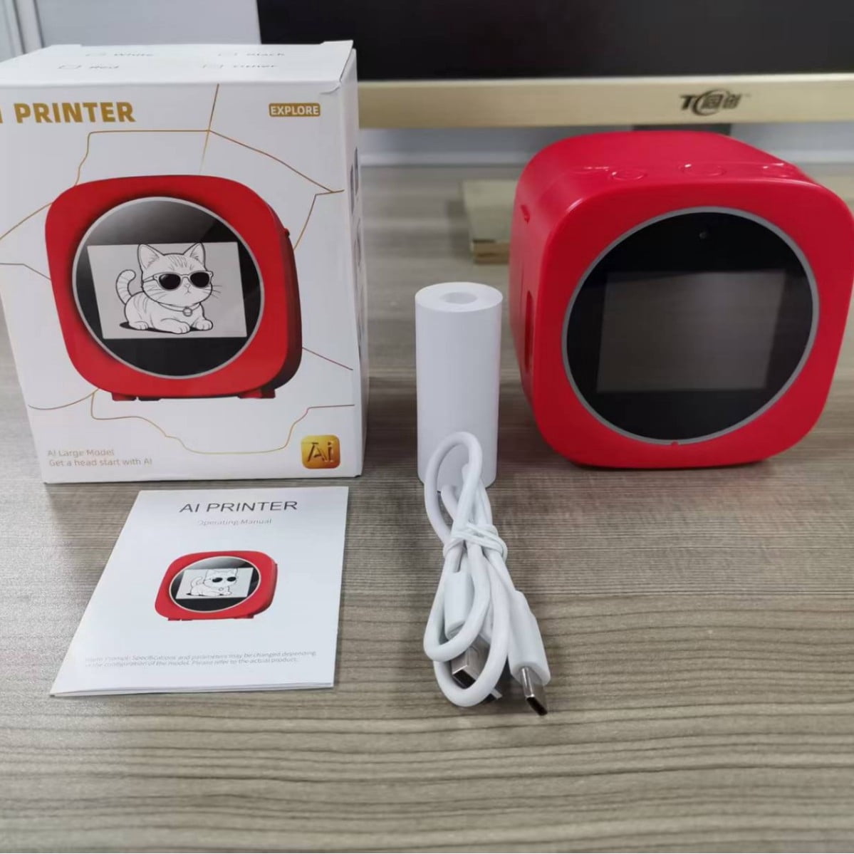 Smart Thermal Photo Printer, WIFI Bluetooth Connected Voice Conversation Print, Thermal Paper Compatible Compact Portable for Home Office Travel Instant Photo Generation