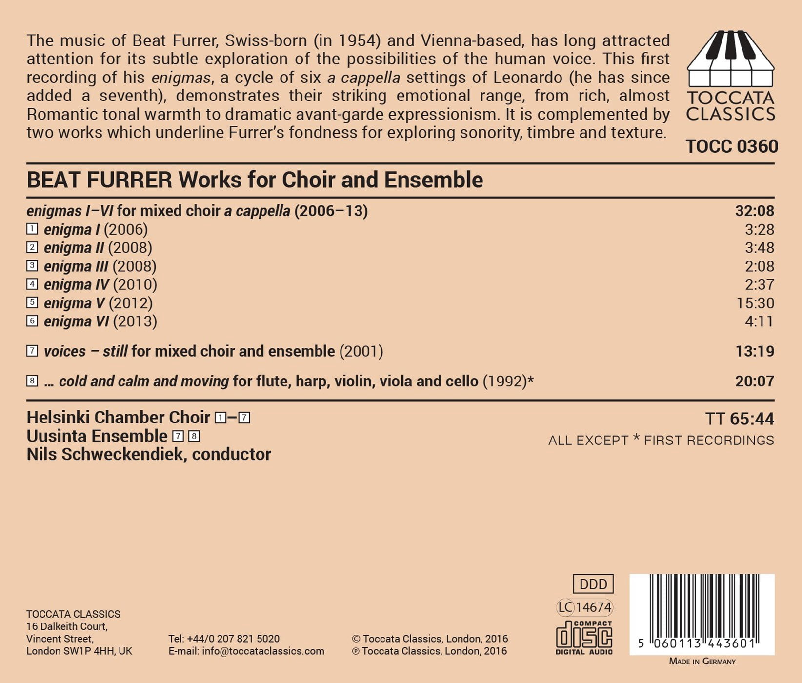 Beat Furrer - Beat Furrer: Works For Choir & Ensemble - Music & Performance - CD
