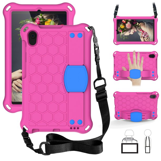 Dteck Samsung Galaxy Tab A 8 4 Inch Model Sm T307 One Piece Heavy Duty Shockproof Kickstand Case With Removable Shoulder Strap Flexible Handle Strap Rose Blue Walmart Com Walmart Com