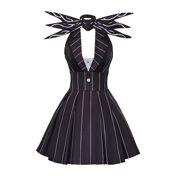 Christmas clothes Christmas decorations Jack Skellington Dress Women's Black Striped Jack Christmas Dress santa suit