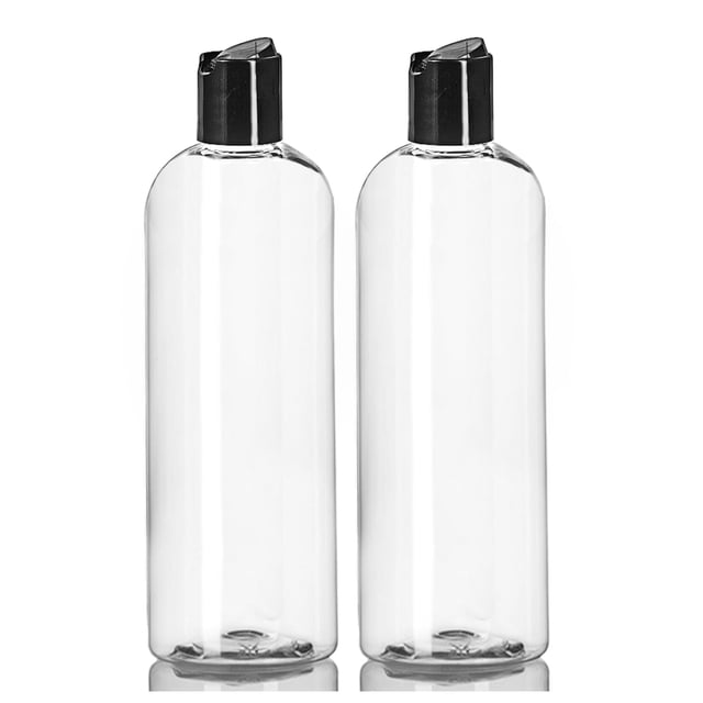 Botellas de plástico transparentes y flexibles ljdeals de 473 ml, paquete de 2