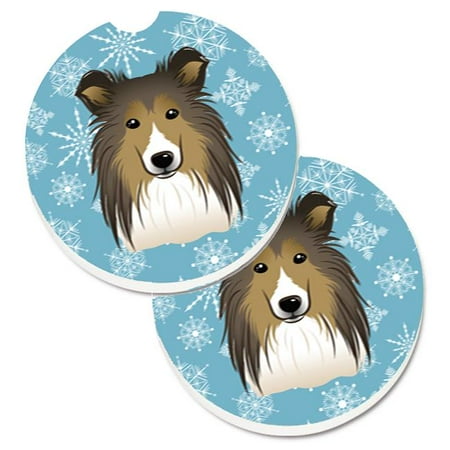 

Snowflake Sheltie Set of 2 Cup Holder Car Coaster