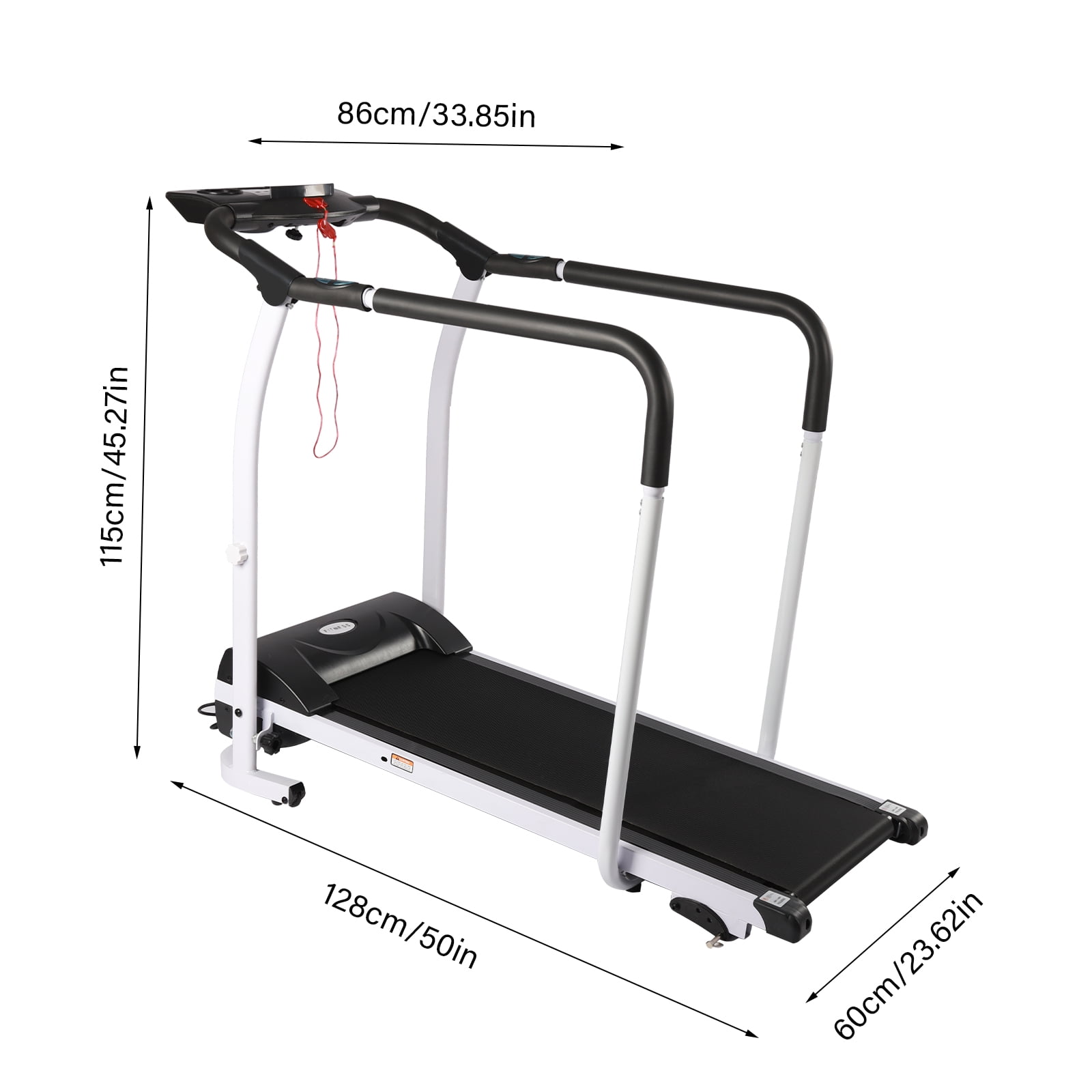 Wildnix Home Gym Equipment – 1.0HP Motor Treadmill, Adjustable Speed (0.3-3.7 MPH), Anti-Slip PVC Running Belt, Safety Handrails, Foldable Design, Ideal for Cardio Training and Easy Storage