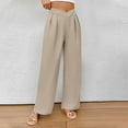 thumbnail image 2 of ZyeKqe Dress Pants for Women Crossover Low Waisted Work Pants Straight Wide Leg Pleated Office Trousers, 2 of 6