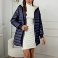 thumbnail image 2 of Breezora Women's Long Loose Fit Down Alternative Jacket Quilted Cotton Blend Hooded Warm Winter Coat Outerwear XXXXL Size Navy, 2 of 4