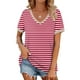 thumbnail image 1 of Fiudx Ropa de Mujer Camiseta de Manga Corta con Cuello En V Estampada de Verano para Mujer, 1 of 5