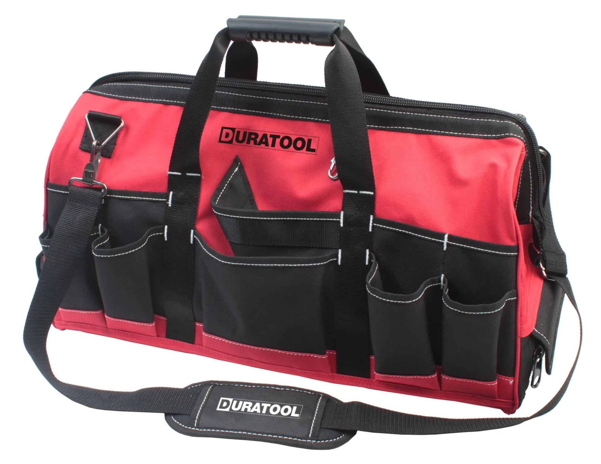 DURATOOL 21-inch Heavy Duty Large Tool Bag with 27 Pockets, Adjustable ...