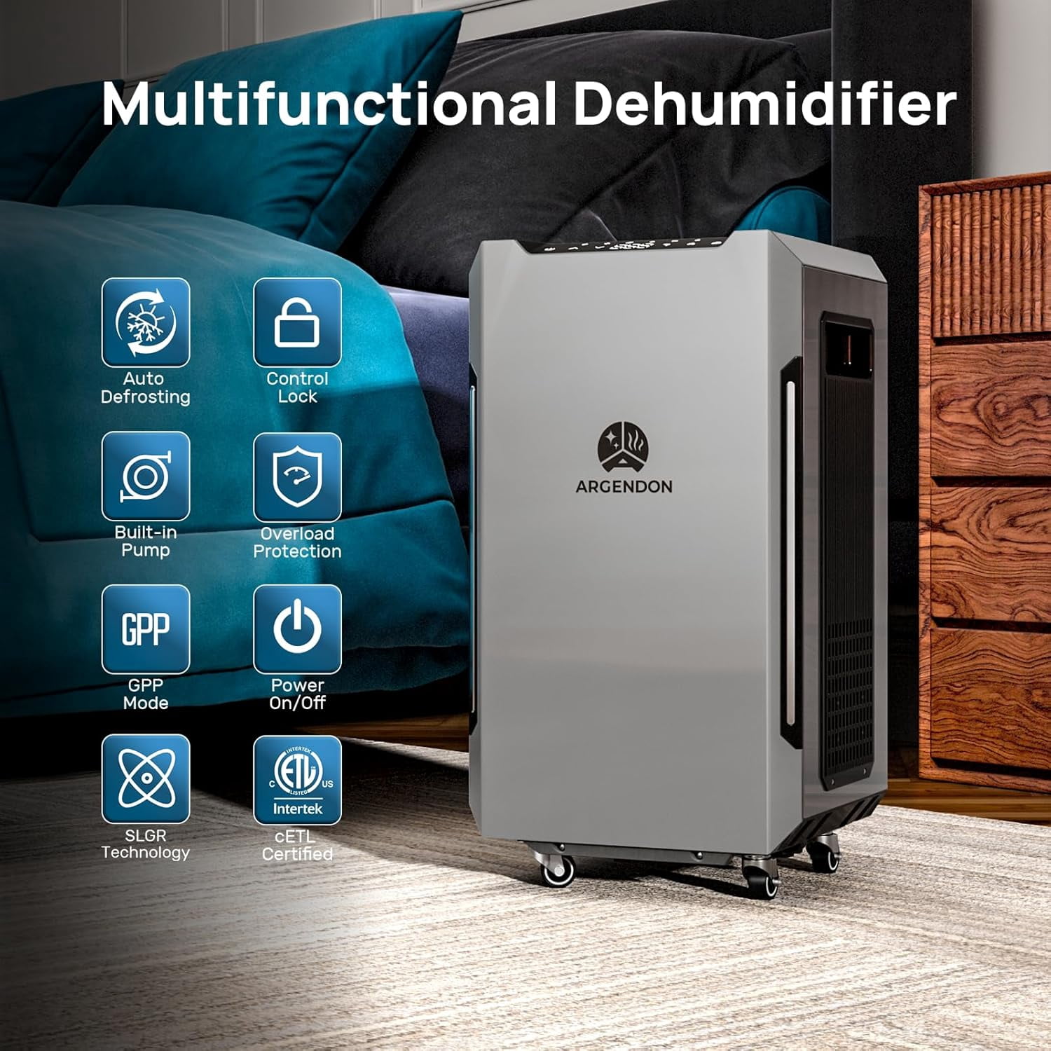 ARGENDON Commercial Dehumidifiers ,120 PPD Dehumidifier for Basementr with Pump and Drain Hose ,on Wheels,High-Capacity Moisture and Humidity Control for Homes, Industrial Use, and Large