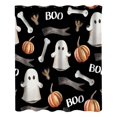 thumbnail image 3 of Coziro Ghosts Pumpkins Bones Boo Halloween Shower Curtain 72x72 Black Cartoon Waterproof Polyester Bathroom Decor Panel for Kids, Machine Washable, 3 of 10