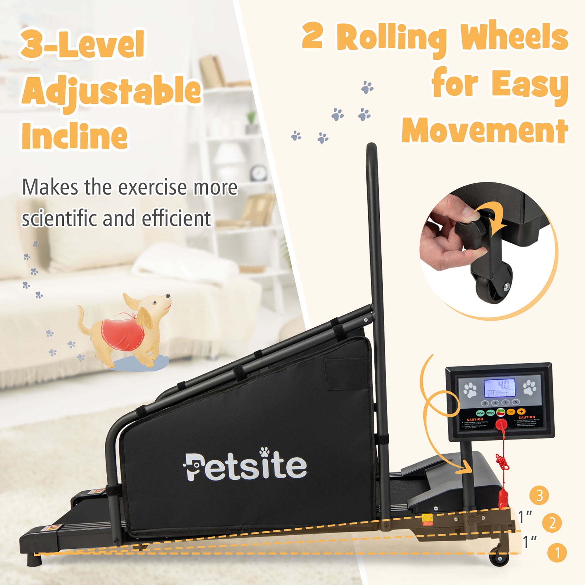 Costway Dog Treadmill for Small/Medium Dogs Indoors Pet Running Training Machine
