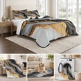thumbnail image 6 of Twin Quilt Set 68''x86'', Black Golden Lightweight Summer Bedspread Coverlet Set with 2 Pillow Shams, Marble Modern Ink Painted Breathable All Season Quilt Bedding for Dorm/Bedroom, 6 of 9