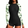 thumbnail image 6 of QSAWXQZ Women's One Piece Rash Guard Floral Print Long Sleeve Crew Neck Boyleg Bathing Suit Zipper Front Sun Protection Swimwear L, 6 of 7