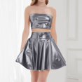 thumbnail image 2 of Mardi Gras Outfit Women'S Short Skirt Suit Performance Wear Pleated Suit Skirt For Women Grey S, 2 of 4