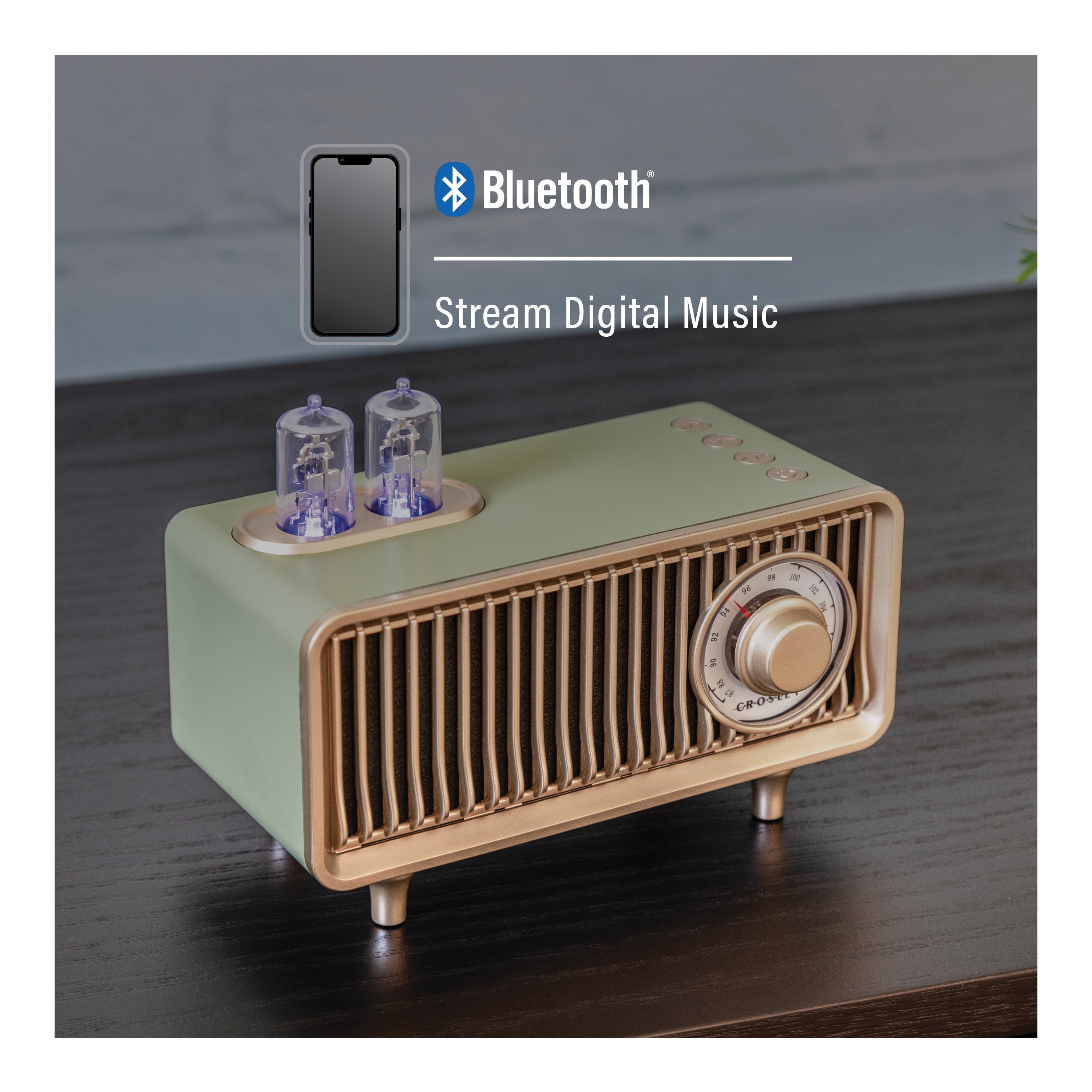 Crosley Milton Retro FM Radio, Portable Bluetooth Speaker with Aux Input, Vintage Home Decor