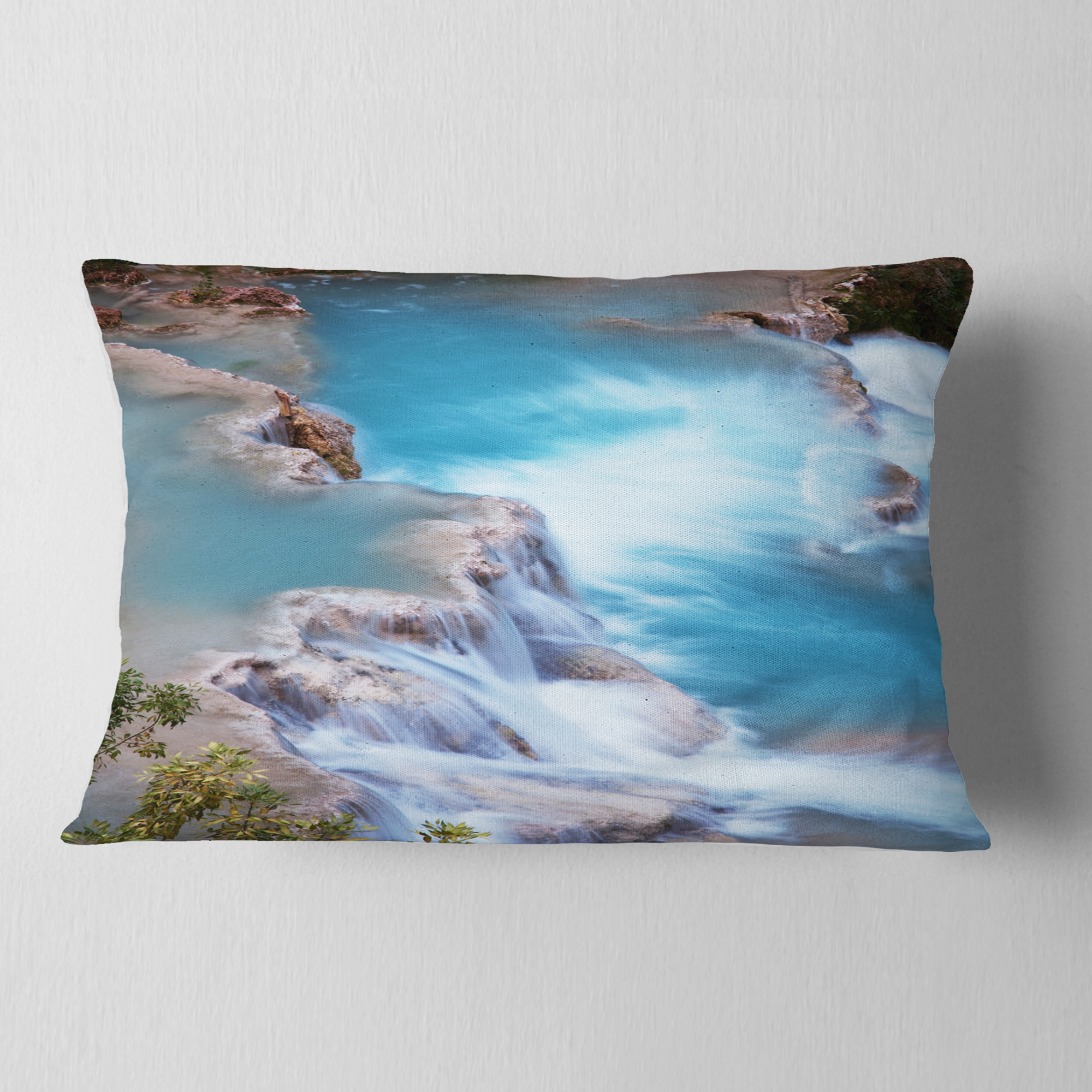 Designart Stunning Aerial View of Havasu River - Landscape Printed Throw Pillow - 12x20