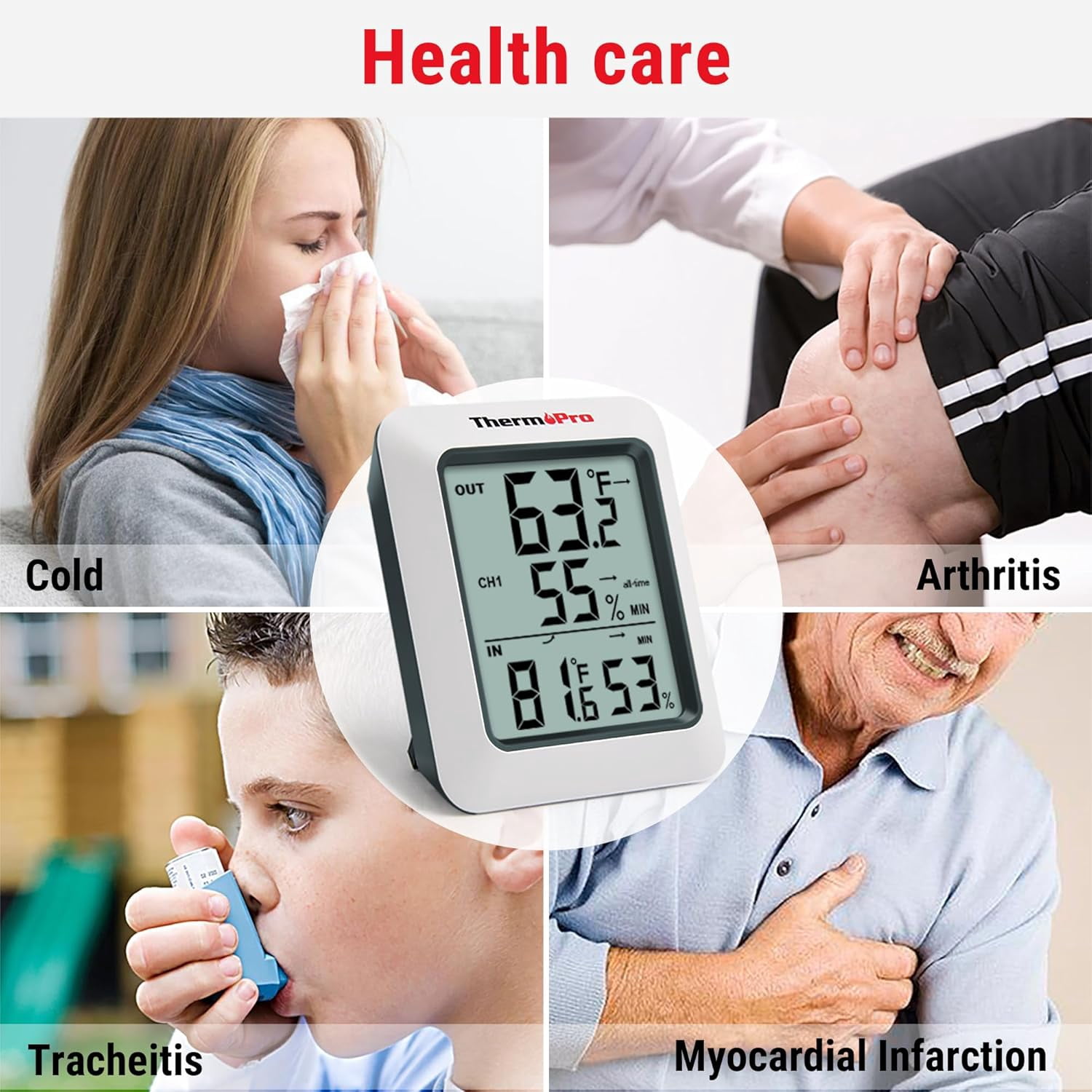 TP60 Digital Hygrometer Outdoor Thermometer Wireless Temperature and Humidity Gauge Monitor Room Thermometer with 500ft/150m Range Humidity Meter