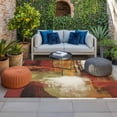 thumbnail image 2 of Burnt Orange Outdoor Rug for Patio/Deck/Porch, Non-Slip Large Area Rug 5 x 8 Ft, Fall Modern Oil Painting Abstract Art Green Brown Indoor Outdoor Rugs Washable Area Rugs, Camping Rug Carpet Runner, 2 of 8