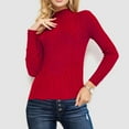 thumbnail image 2 of Olyvenn Women's Turtleneck Sweater Long Sleeve Ribbed Knit Fitted Pullover Sweaters Casual Fall Fashion Base Layer Basic Tops Red L, 2 of 6