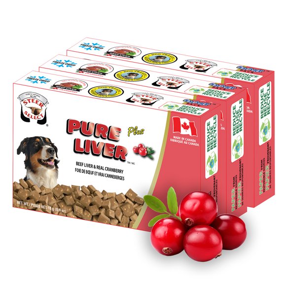SteerSelect Pure Liver(Beef Liver Plus Cranberry) - Smart Pack(3 Pack) - Freeze Dried- Dog Treats - 16g/0.6oz