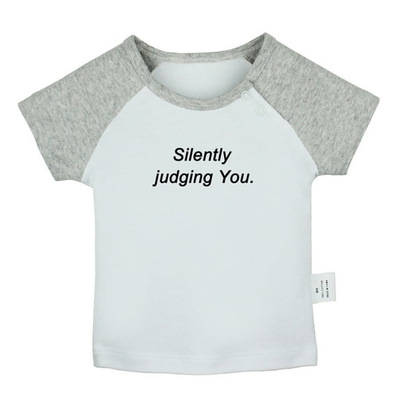 Silently Judging You Funny T shirt For Baby, Newborn Babies T-shirts, Infant Tops, 0-24M Kids Graphic Tees Clothing (Short Gray Raglan T-shirt, 0-6 Months)