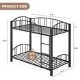thumbnail image 2 of Tamaño individual negra metal bunk cama: tamaño individual over tamaño individual design con heightened arched guardrail y safety ladder. sturdy steel cama para school bedrooms. fácil montaje, 2 of 7