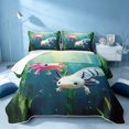 thumbnail image 2 of Erosebridal Kawaii Axolotl Quilt King, Sea Animal King Coverlet Set, Stars Reversible 3-Piece, 1 Bedspread and 2 Pillowcases, 2 of 7