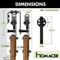 thumbnail image 6 of Homacer Black Rustic Double Track U-Shape Bypass Sliding Barn Door Hardware Kit, for Two/Double Doors, 20ft Long Flat Track, Spoke Wheel Design Roller, Heavy Duty, for Interior & Exterior Use, 6 of 6