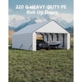 thumbnail image 4 of TrailBlaze Heavy Duty Zippered Door Panel for Metal Carport - Waterproof UV-Resistant PE Tarp Kit - Ball Bungees Included - Side Panel for Outdoor Garage - White, 20FT Width, 4 of 8