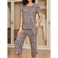 thumbnail image 2 of Avidlove Women's Capri Pajama Sets Short Sleeve Two-Piece Pjs V Neck Tops & Pants Printed Lounge Sets S-2XL, 2 of 6